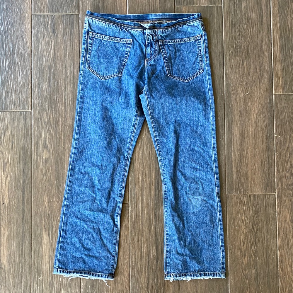 Vintage Calvin Klein Y2k Denim Capris - Zipper Waist & Shadow Pockets